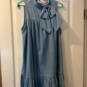 Sugarlips Blue Denim Sleeveless Dress with Bow